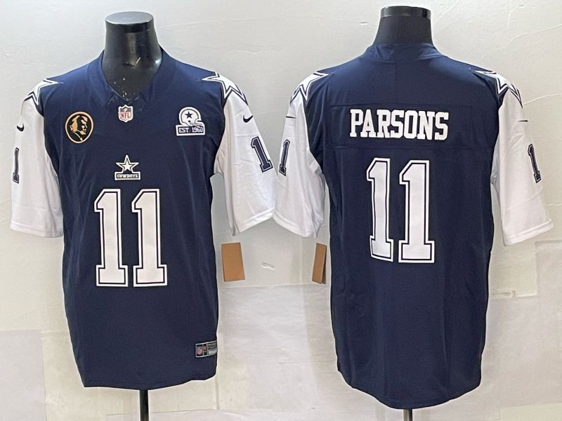 Men 2025 Nike Dallas Cowboys #11 Parsons Drak Blue 4th generation Limited NFL Jersey 02